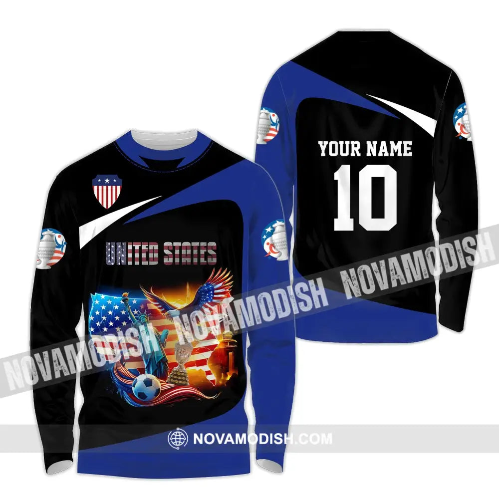 Unisex Shirt - Custom Name And Number United States National Team Long Sleeve / S T-Shirt