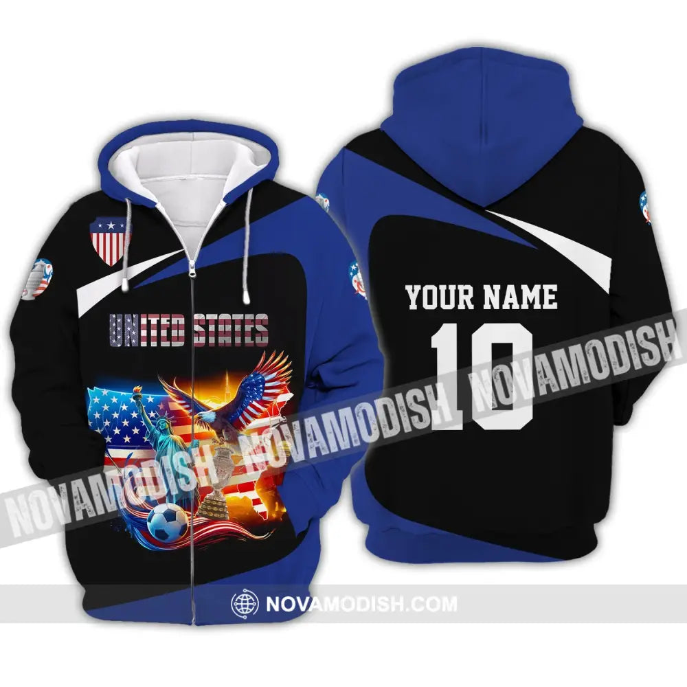 Unisex Shirt - Custom Name And Number United States National Team Zipper Hoodie / S T-Shirt