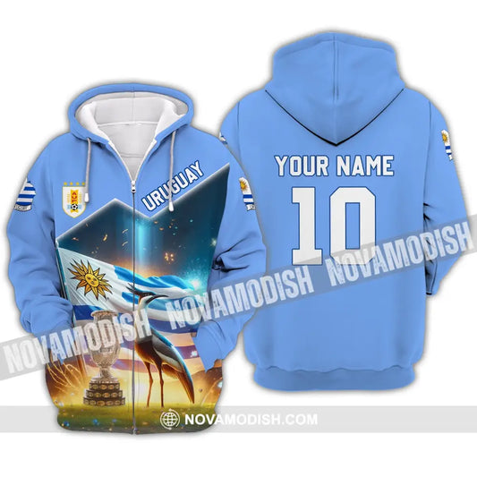 Unisex Shirt - Custom Name And Number Uruguay National Team Lover Zipper Hoodie / S T-Shirt