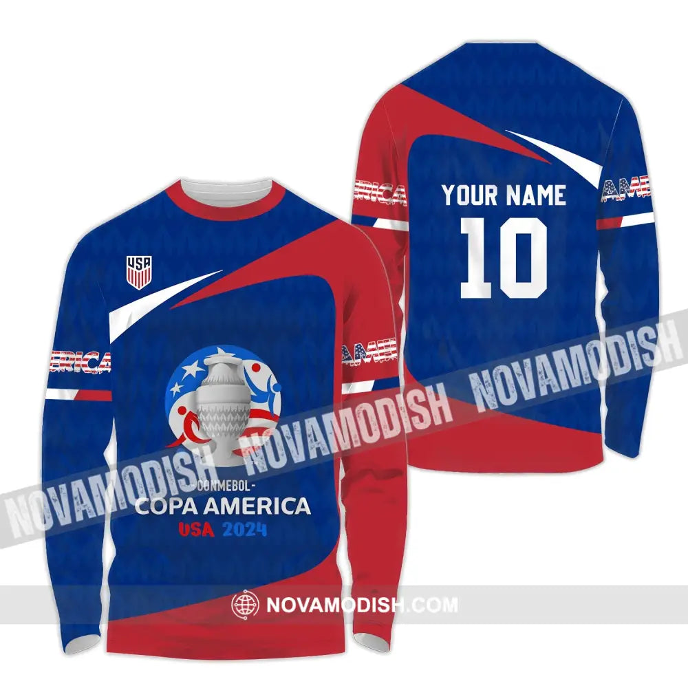 Unisex Shirt - Custom Name And Number Usa National Team Lover Long Sleeve / S T-Shirt