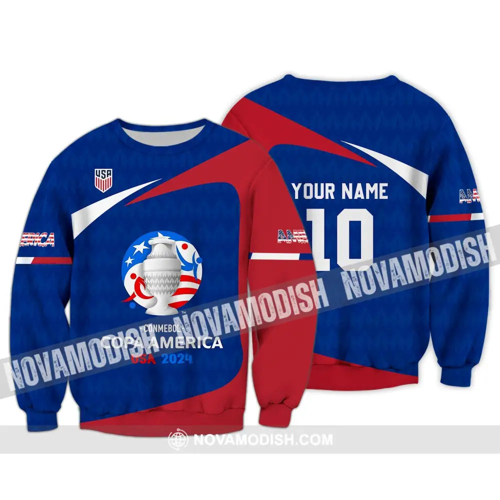 Unisex Shirt - Custom Name And Number Usa National Team Lover Long Sleeve / S T-Shirt