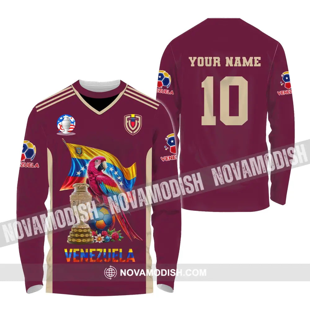 Unisex Shirt Custom Name And Number Venezuela Football T-Shirt Polo Long Sleeve