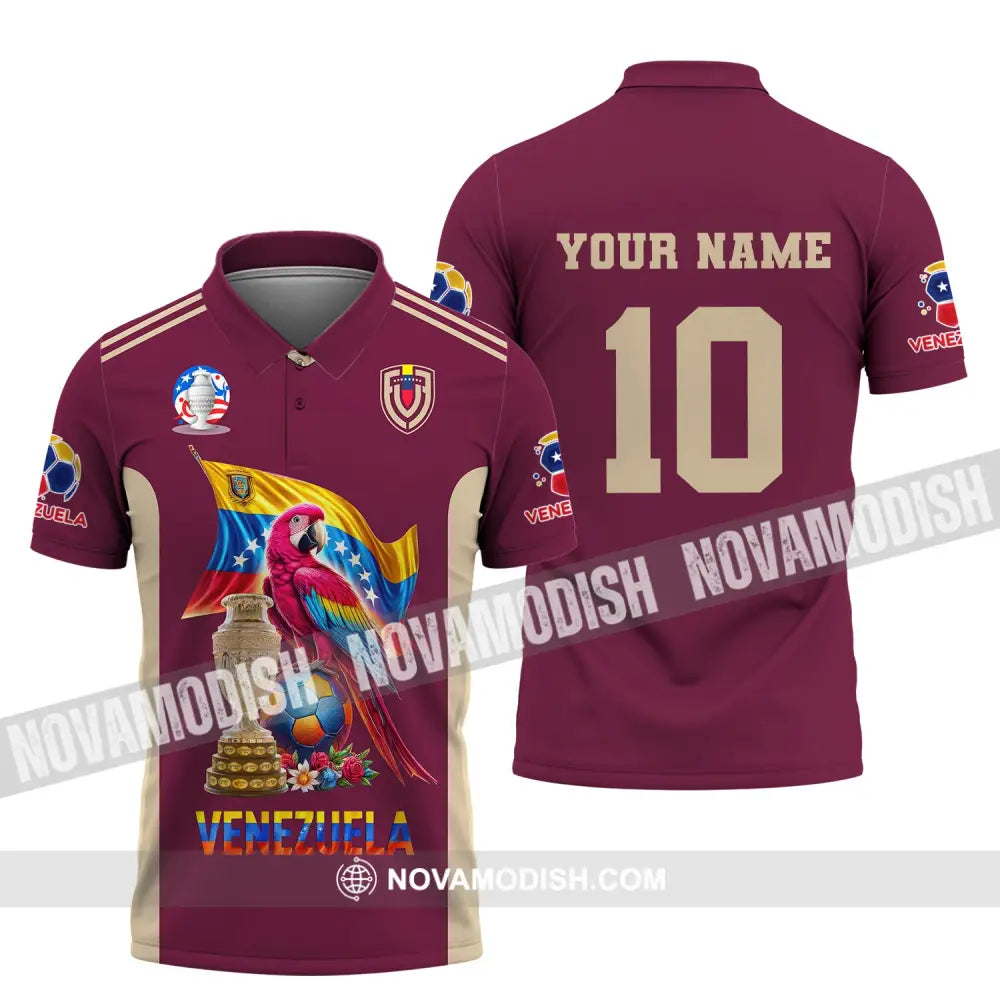 Unisex Shirt Custom Name And Number Venezuela Football T-Shirt Polo Long Sleeve / S