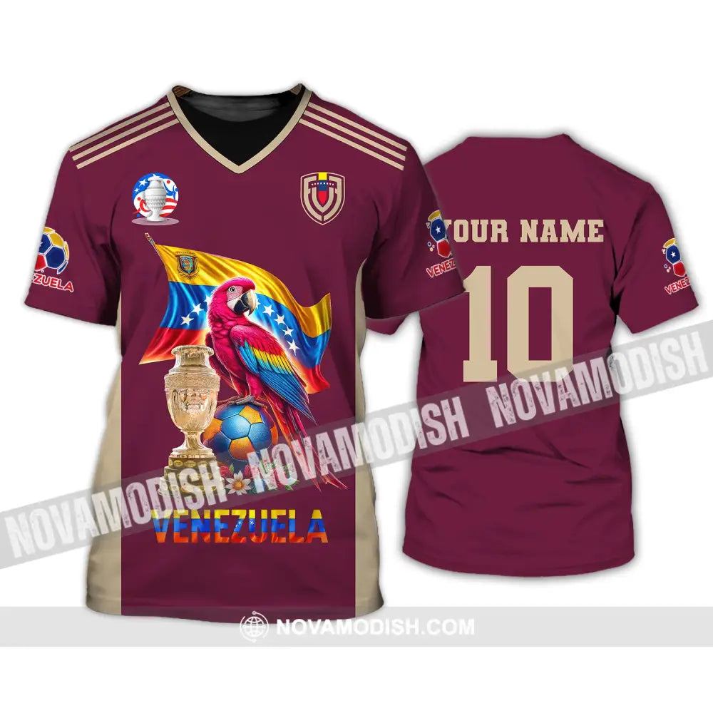 Unisex Shirt Custom Name And Number Venezuela Football T-Shirt Polo Long Sleeve / S