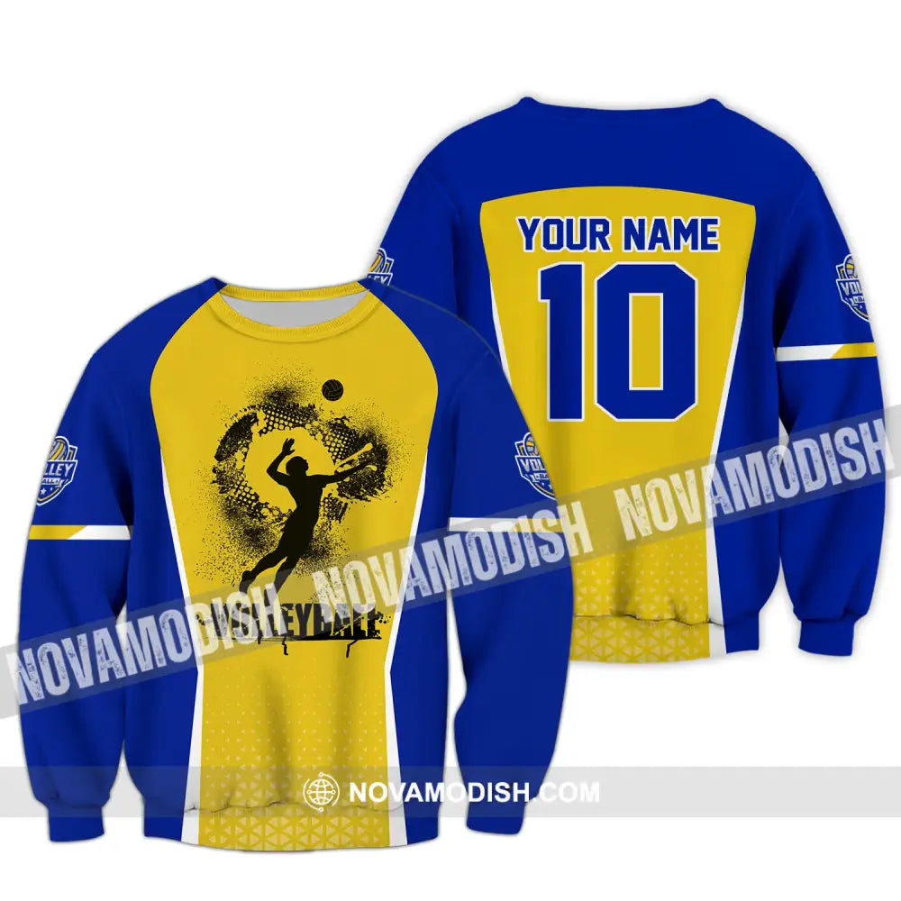 Unisex Shirt Custom Name And Number Volleyball Club Uniform Hoodie T-Shirt Long Sleeve / S