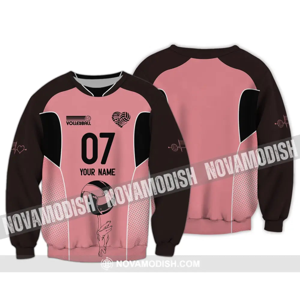 Unisex Shirt Custom Name And Number Volleyball Hoodie Team T-Shirt Gift For Players Long Sleeve / S