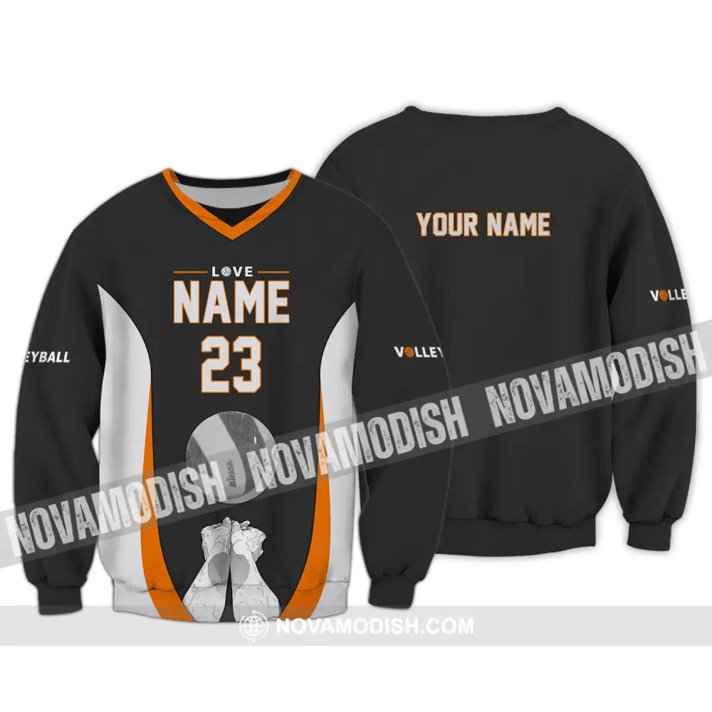 Unisex Shirt Custom Name And Number Volleyball Hoodie Team T-Shirt Gift For Players Long Sleeve / S
