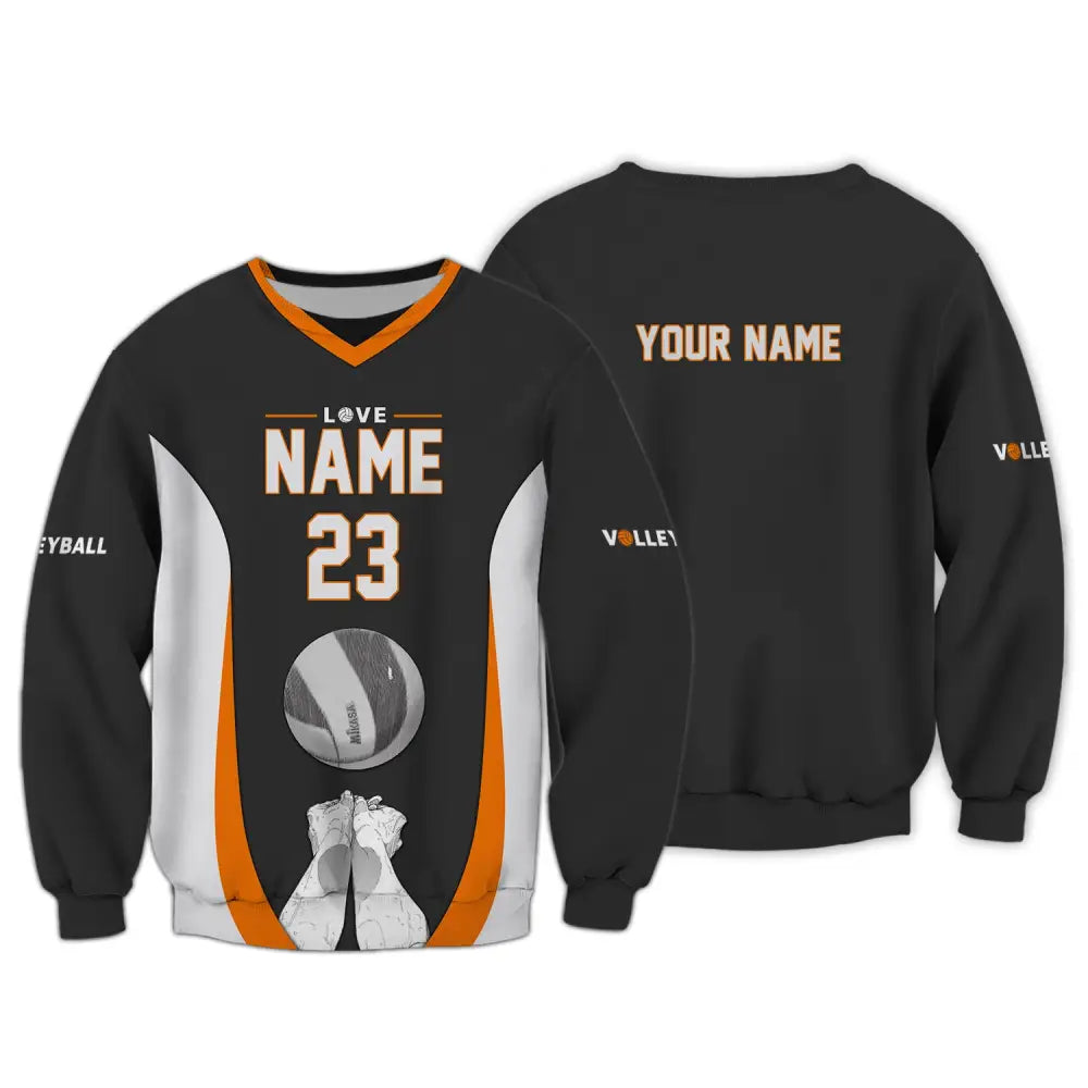 Unisex Shirt Custom Name And Number Volleyball Hoodie Team T-Shirt Gift For Players Long Sleeve / S