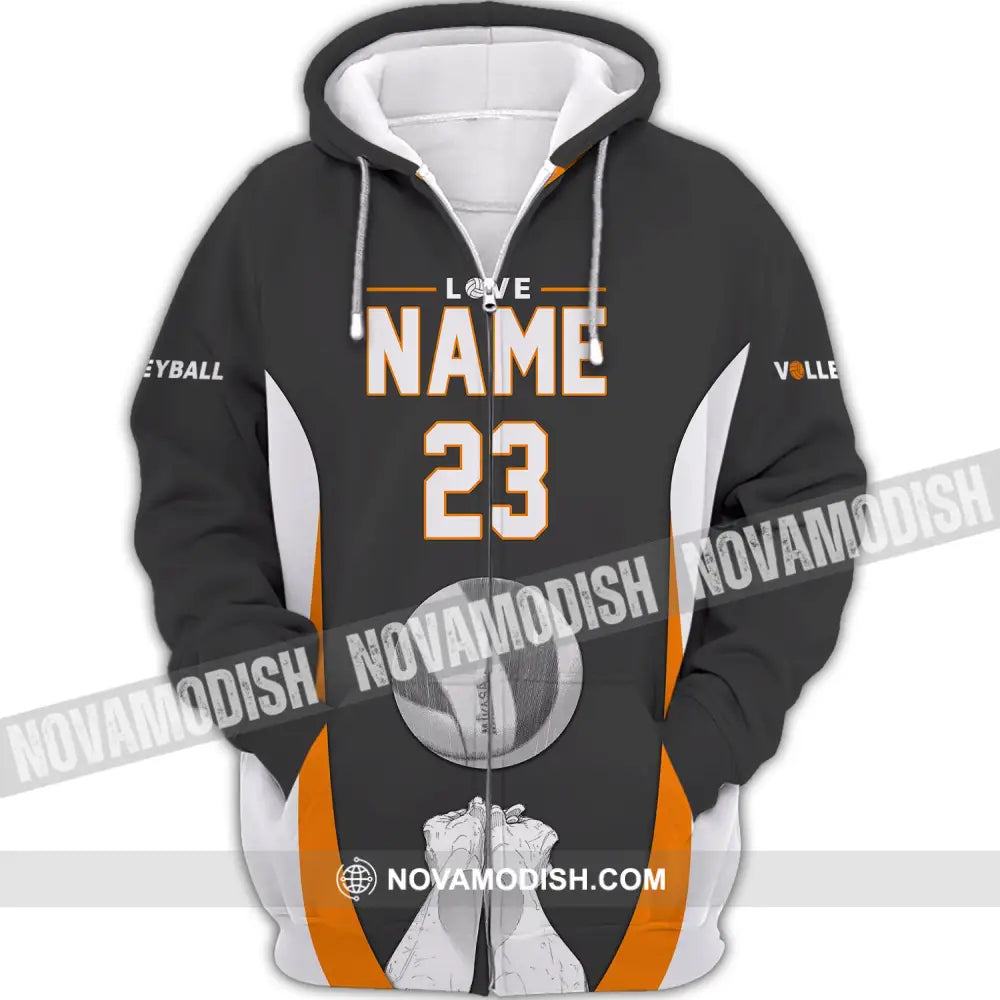 Unisex Shirt Custom Name And Number Volleyball Hoodie Team T-Shirt Gift For Players Zipper / S