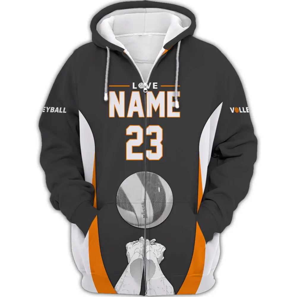 Unisex Shirt Custom Name And Number Volleyball Hoodie Team T-Shirt Gift For Players Zipper / S