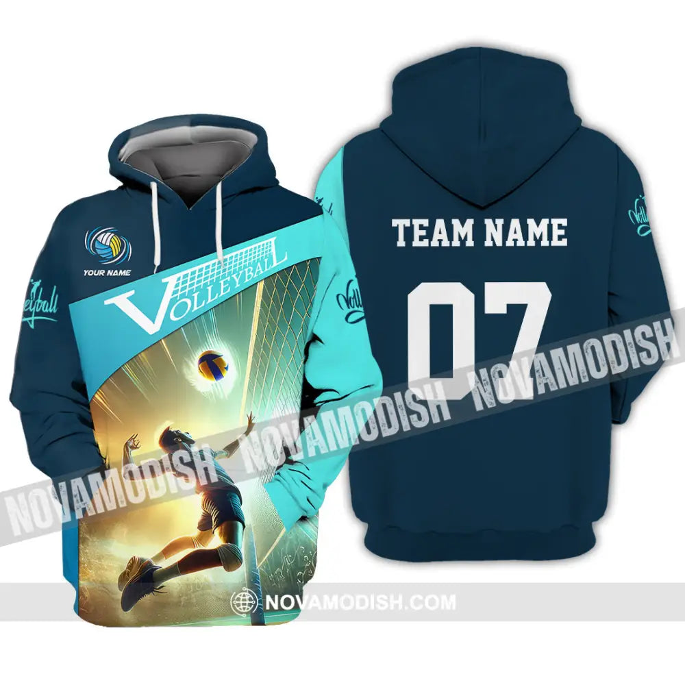 Unisex Shirt Custom Name And Number Volleyball Lover Gift Hoodie / S T-Shirt