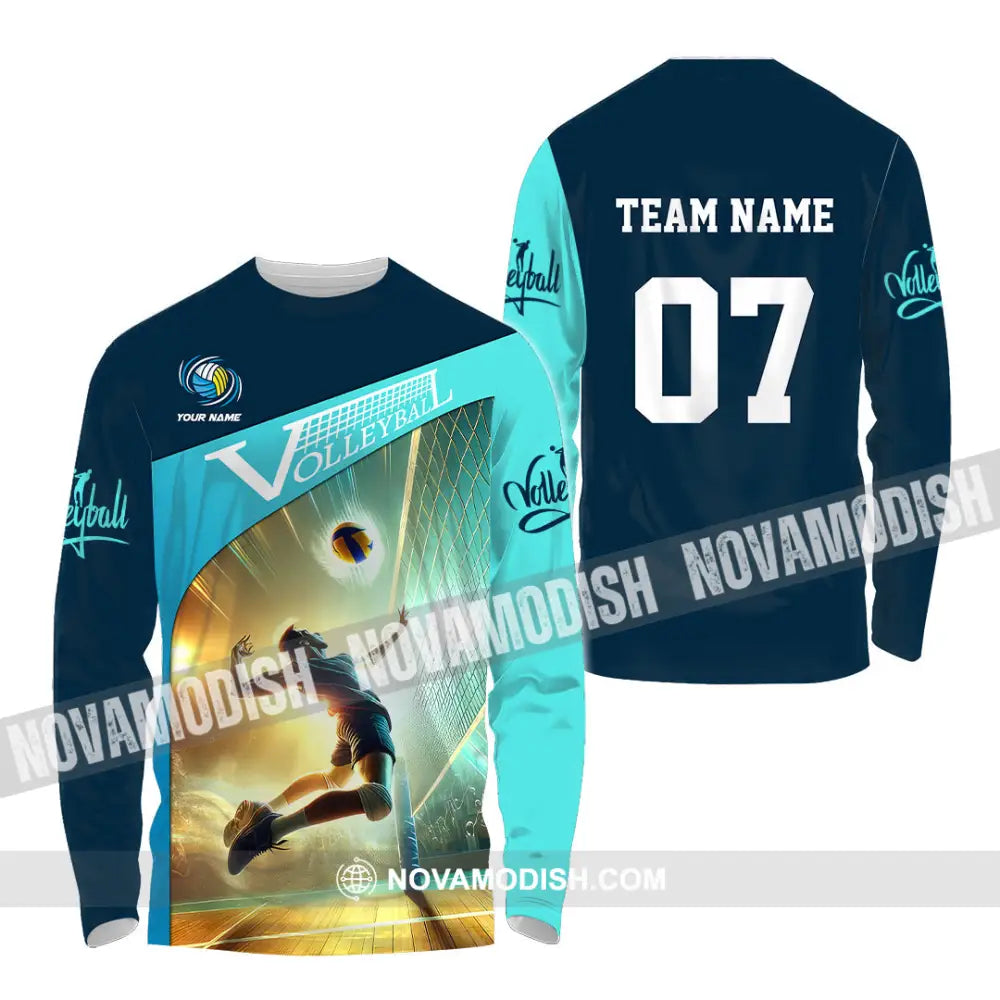 Unisex Shirt Custom Name And Number Volleyball Lover Gift Long Sleeve / S T-Shirt