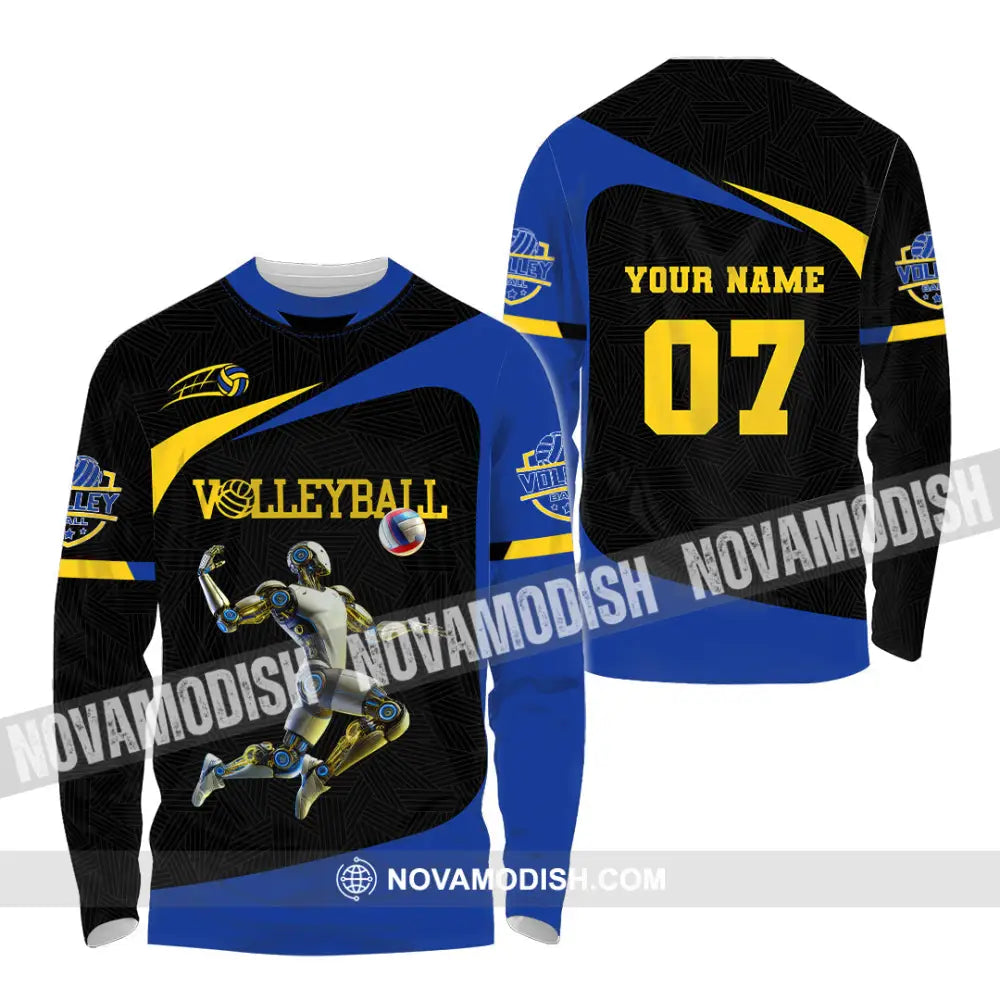 Unisex Shirt Custom Name And Number Volleyball Lover Gift Long Sleeve / S T-Shirt