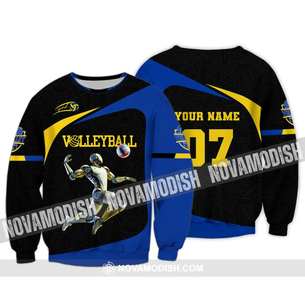 Unisex Shirt Custom Name And Number Volleyball Lover Gift Long Sleeve / S T-Shirt