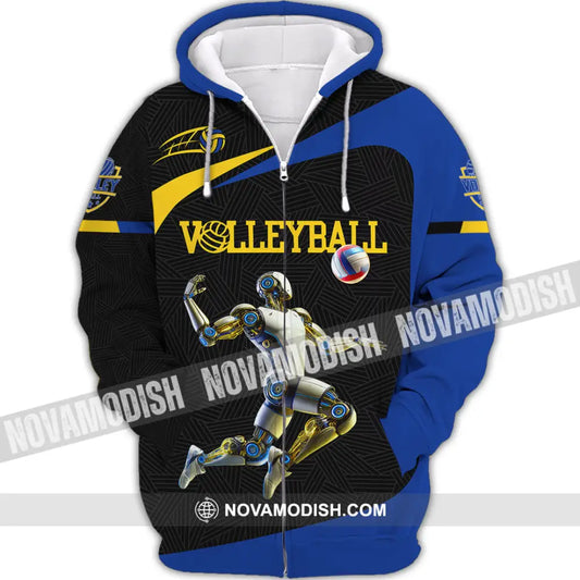 Unisex Shirt Custom Name And Number Volleyball Lover Gift Zipper Hoodie / S T-Shirt