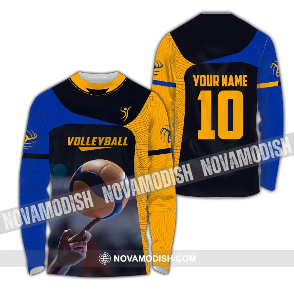 Unisex Shirt Custom Name And Number Volleyball T-Shirt For Club Gift Lovers Long Sleeve / S T-Shirt