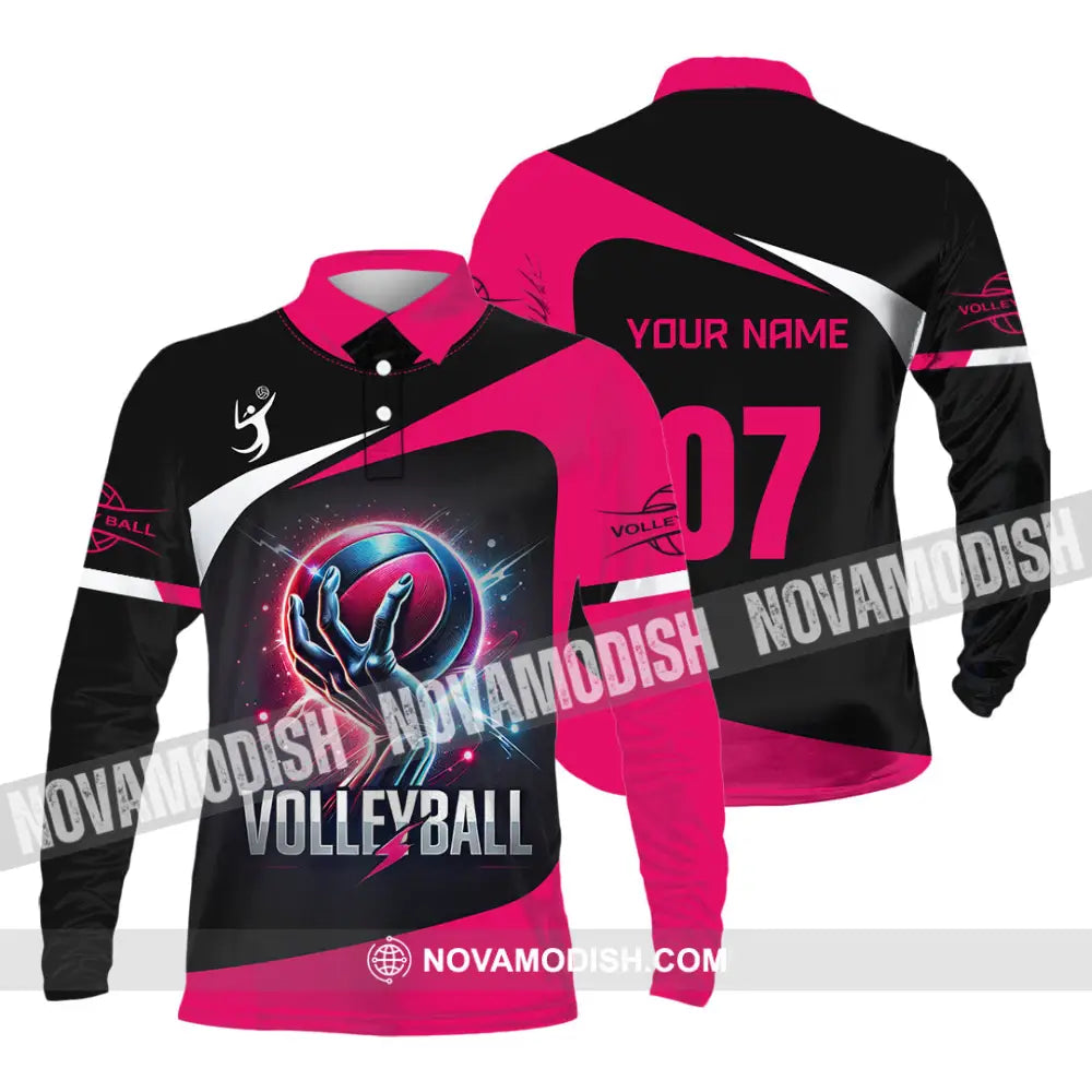 Unisex Shirt Custom Name And Number Volleyball T-Shirt Hoodie Long Sleeve Gift For Lovers Polo / S