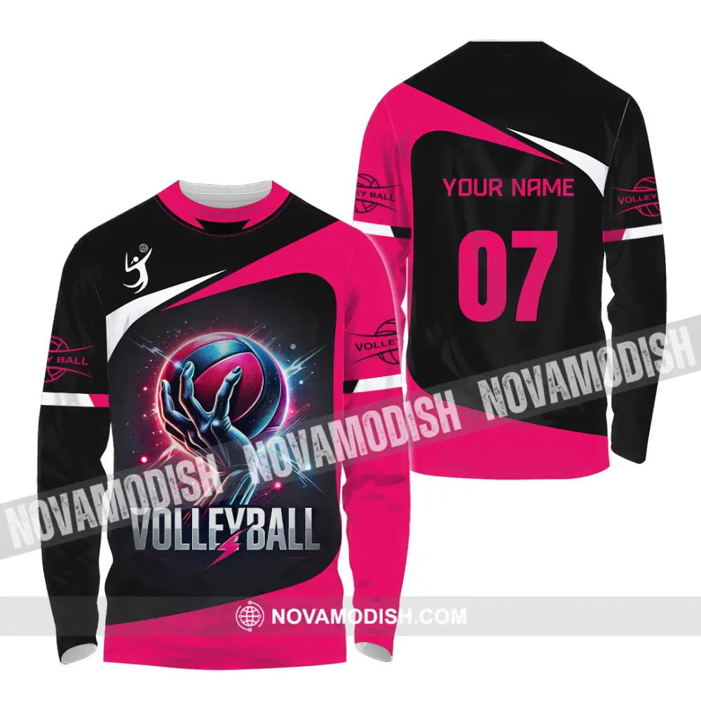 Unisex Shirt Custom Name And Number Volleyball T-Shirt Hoodie Long Sleeve Gift For Lovers / S