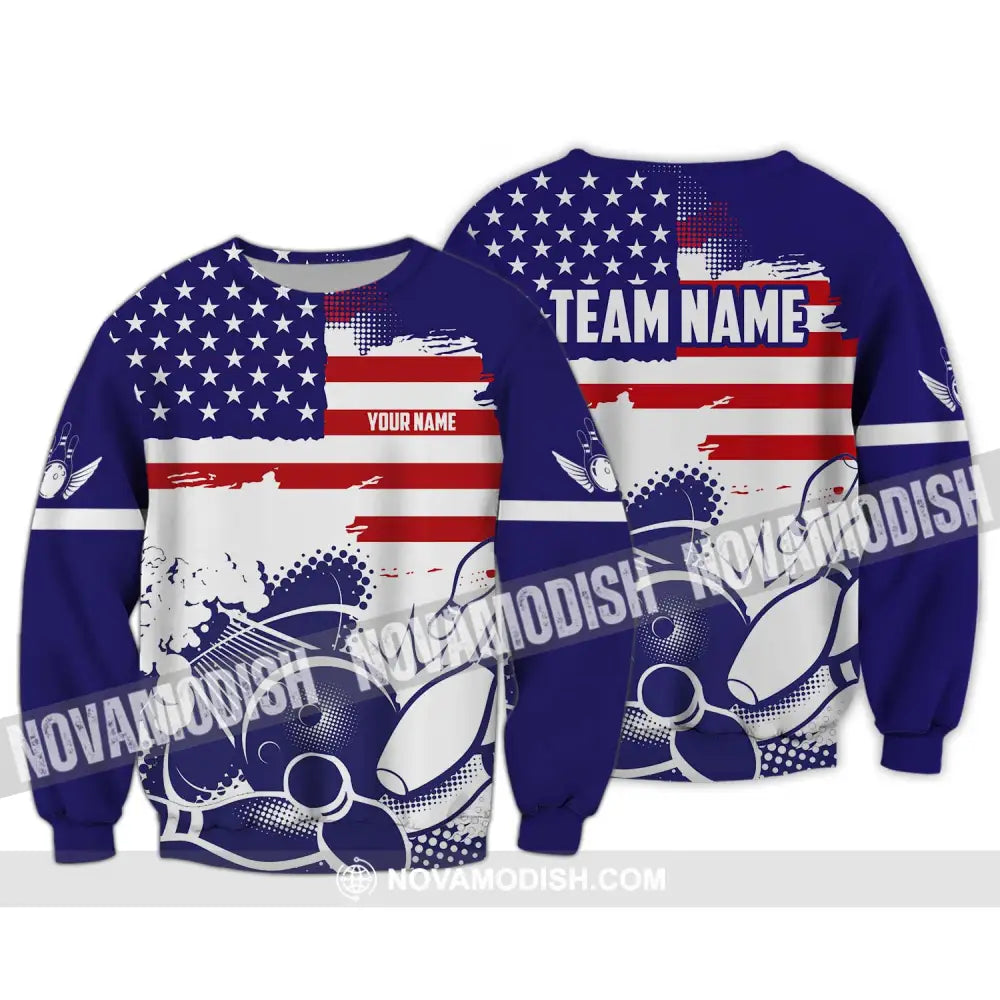 Unisex Shirt - Custom Name And Team Name Shirt America Bowling Lover Long Sleeve / S T-shirt