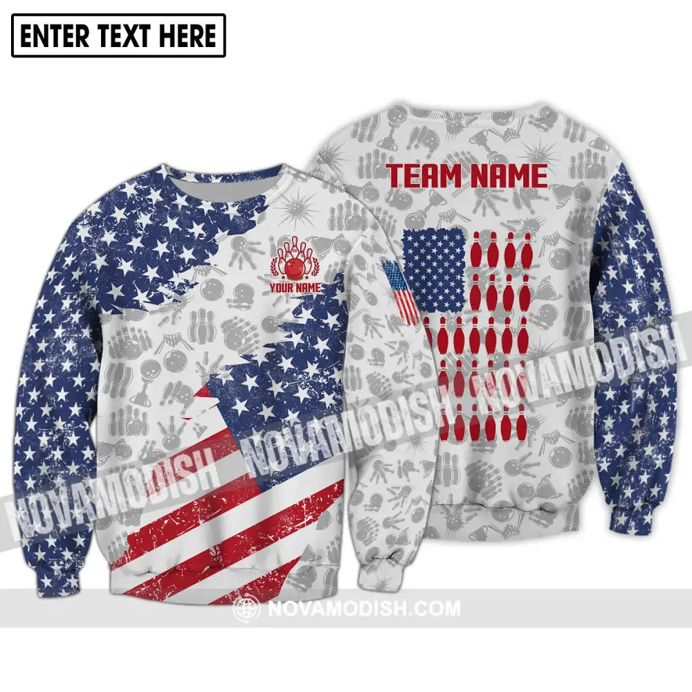 Unisex Shirt - Custom Name And Team Name Shirt America Bowling Lover Shirt Long Sleeve / S T-shirt