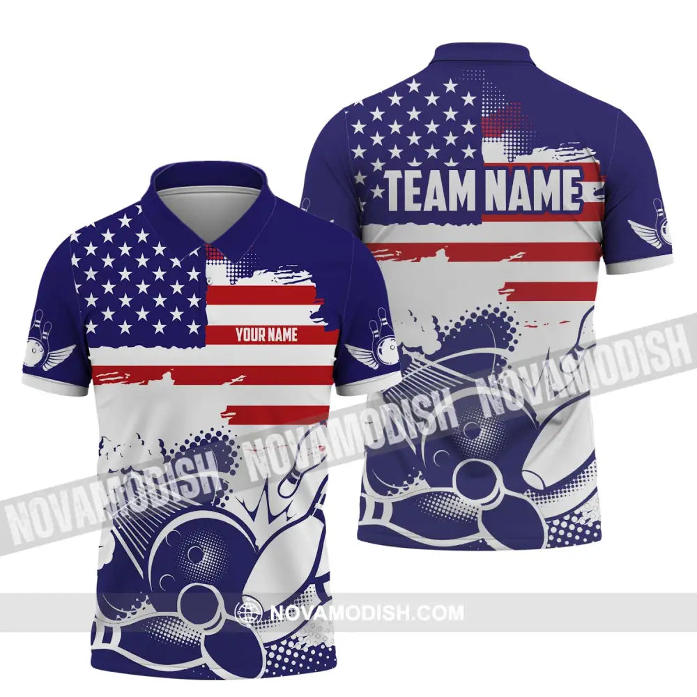 Unisex Shirt - Custom Name And Team Name Shirt America Bowling Lover Polo Shirt / S T-shirt