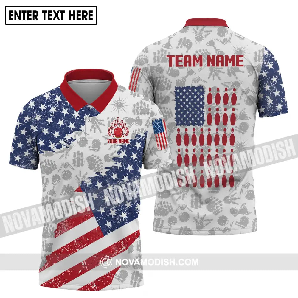 Unisex Shirt - Custom Name And Team Name Shirt America Bowling Lover Shirt Polo Shirt / S T-shirt