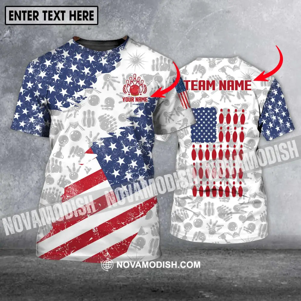 Unisex Shirt - Custom Name And Team Name Shirt America Bowling Lover Shirt T-shirt