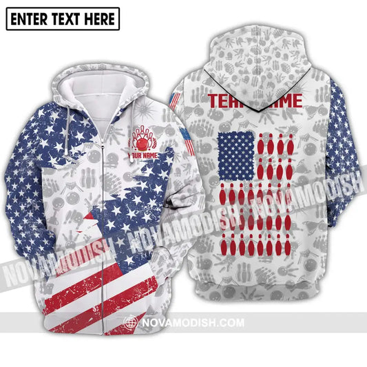 Unisex Shirt - Custom Name And Team Name Shirt America Bowling Lover Shirt Zipper Hoodie / S T-shirt