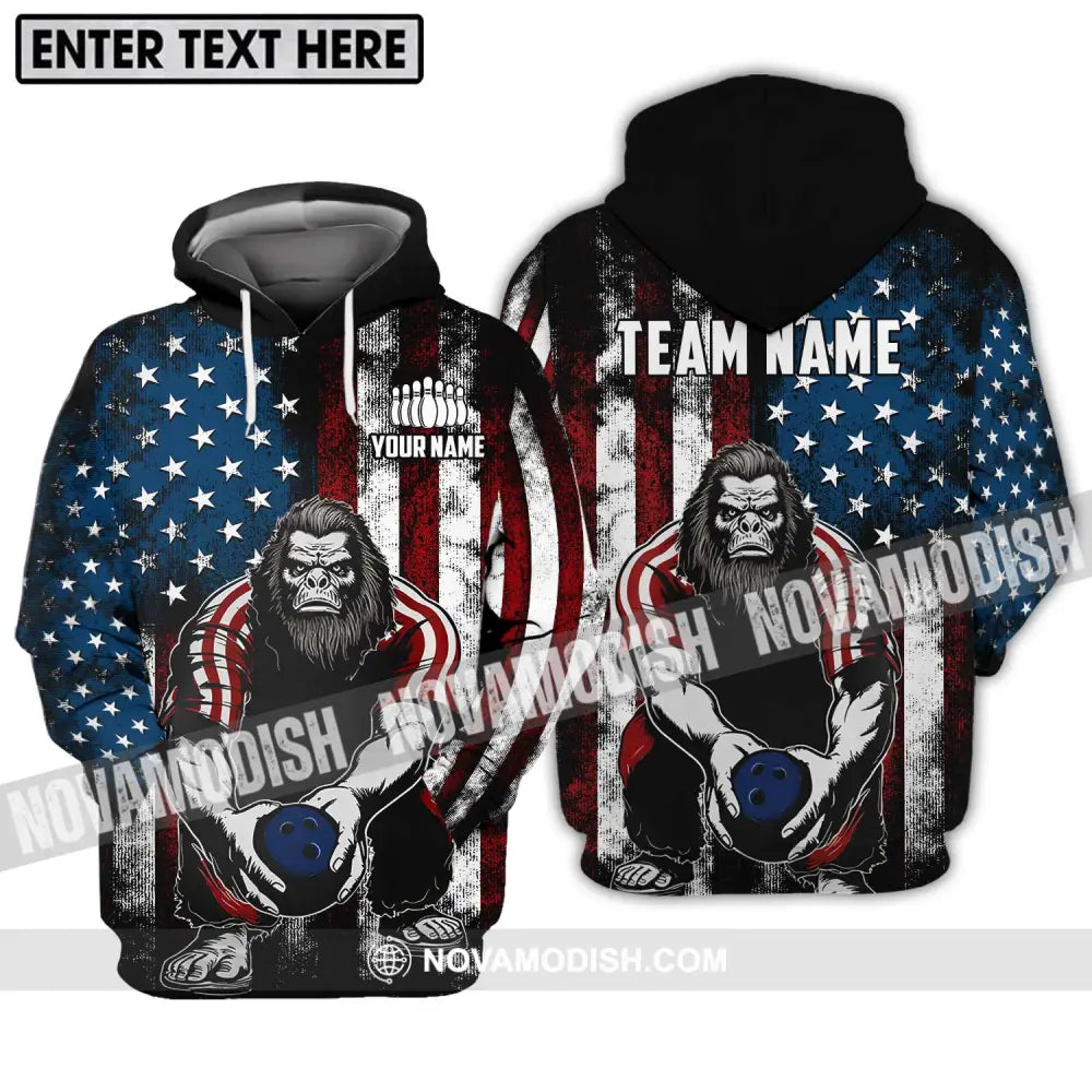 Unisex Shirt - Custom Name And Team Name Shirt America King Kong Bowling Shirt Hoodie / S T-shirt