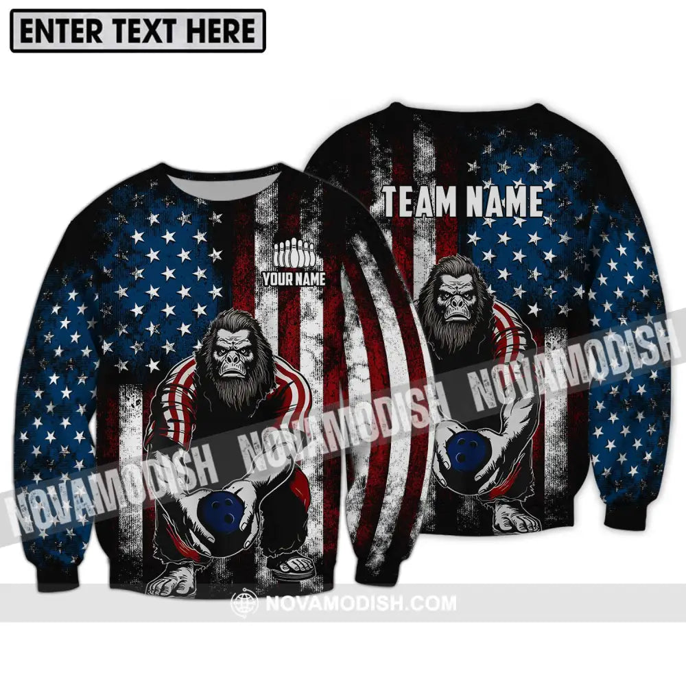 Unisex Shirt - Custom Name And Team Name Shirt America King Kong Bowling Shirt Long Sleeve / S T-shirt