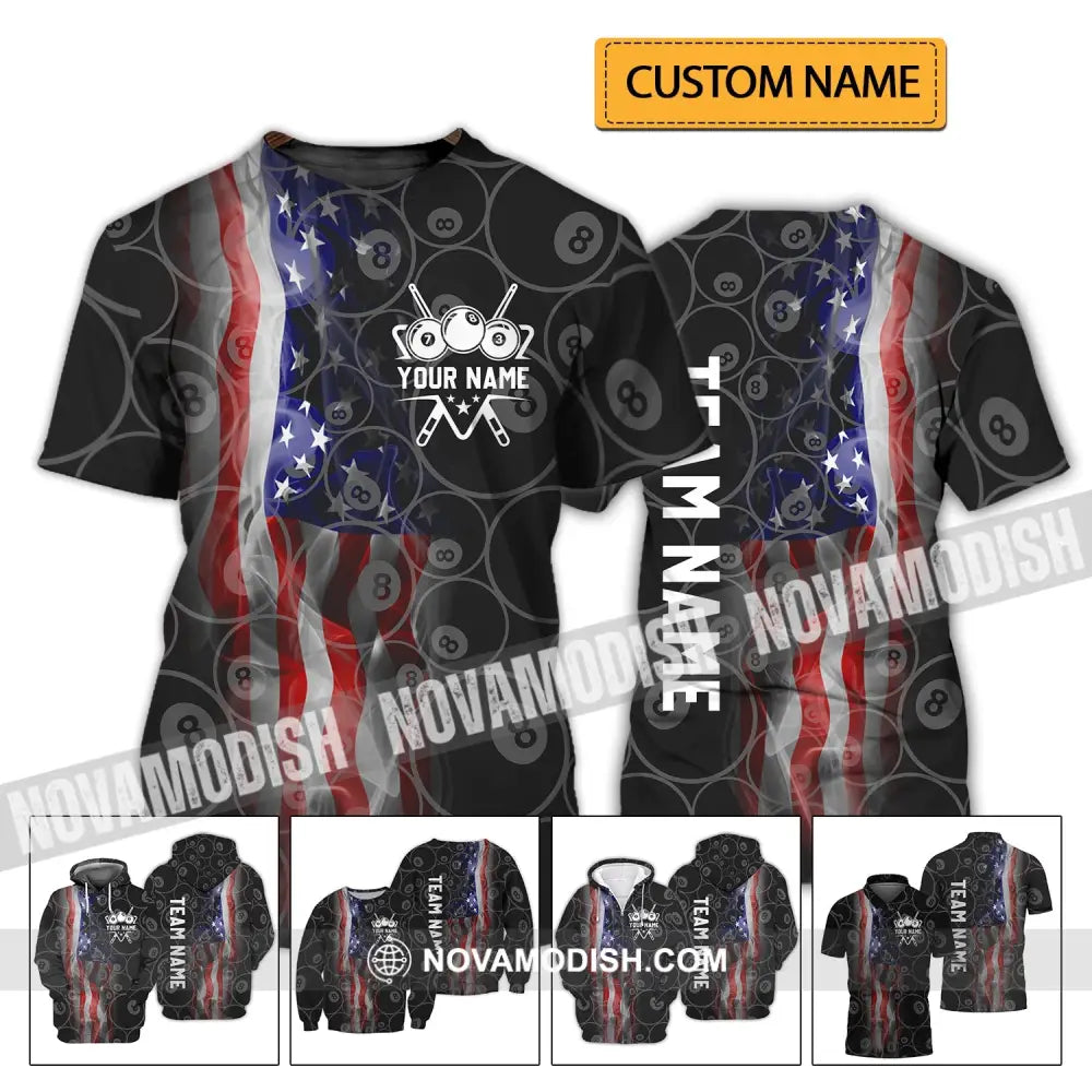 Unisex Shirt - Custom Name And Team Name Shirt - American Billiard Lover T-shirt
