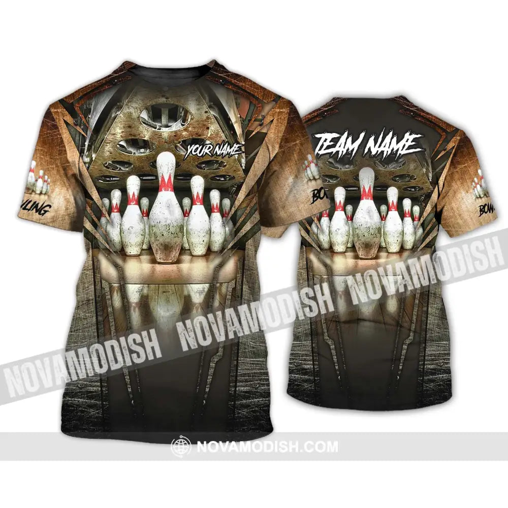 Unisex Shirt - Custom Name And Team Name Shirt Antique Bowling Ball And Pins T-Shirt / S T-shirt