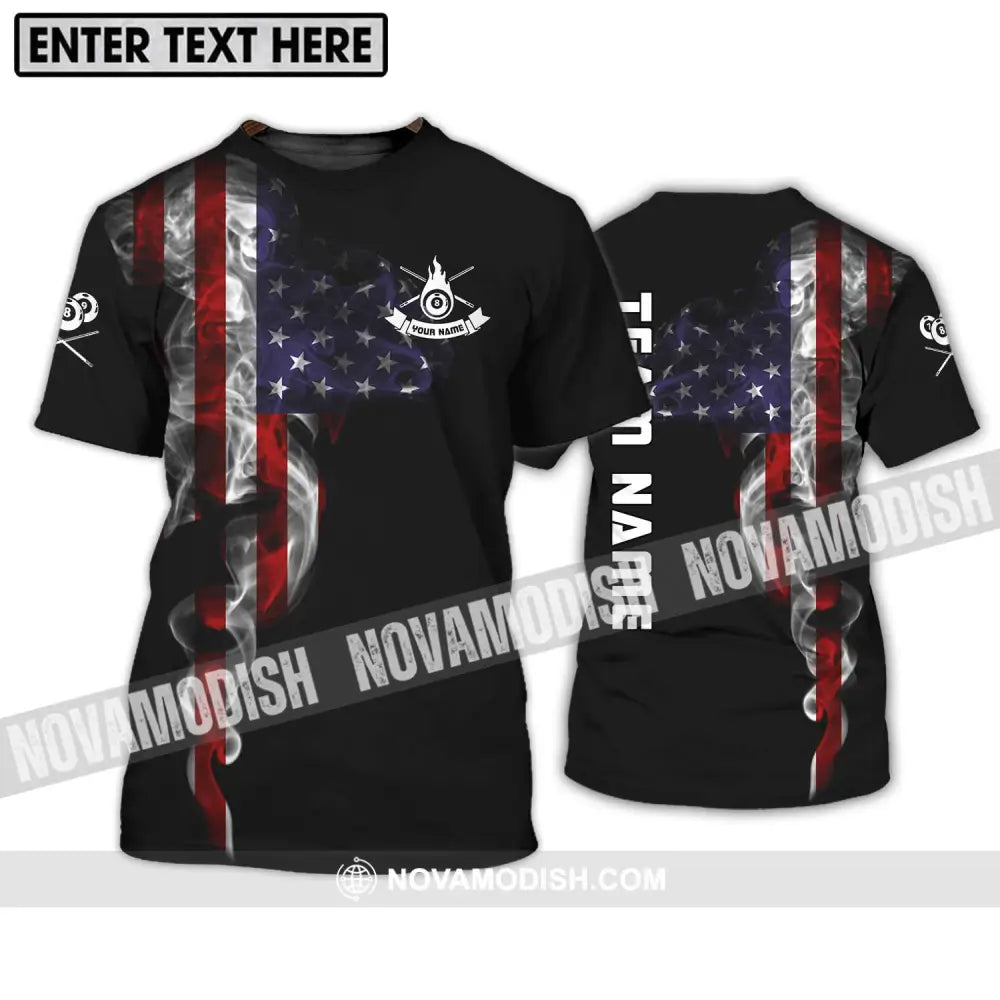 Unisex Shirt - Custom Name And Team Name Billiard Shirt America Flag Billiard Shirt T-Shirt / S T-shirt