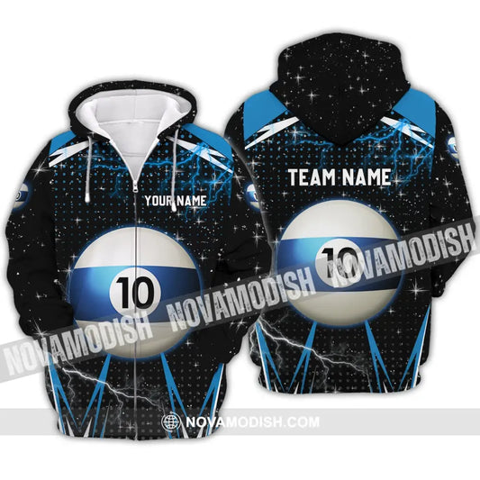 Unisex Shirt - Custom Name And Team Name Shirt - Billiard Ball Number 10 Zipper Hoodie / S T-shirt