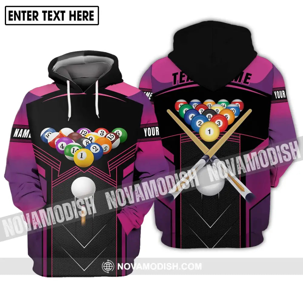 Unisex Shirt - Custom Name And Team Name Shirt Billiard Balls Colorful Shirt Hoodie / S T-shirt