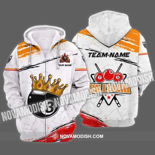 Unisex Shirt - Custom Name And Team Name Billiard Shirt Billiard Crown Zipper Hoodie / S T-shirt