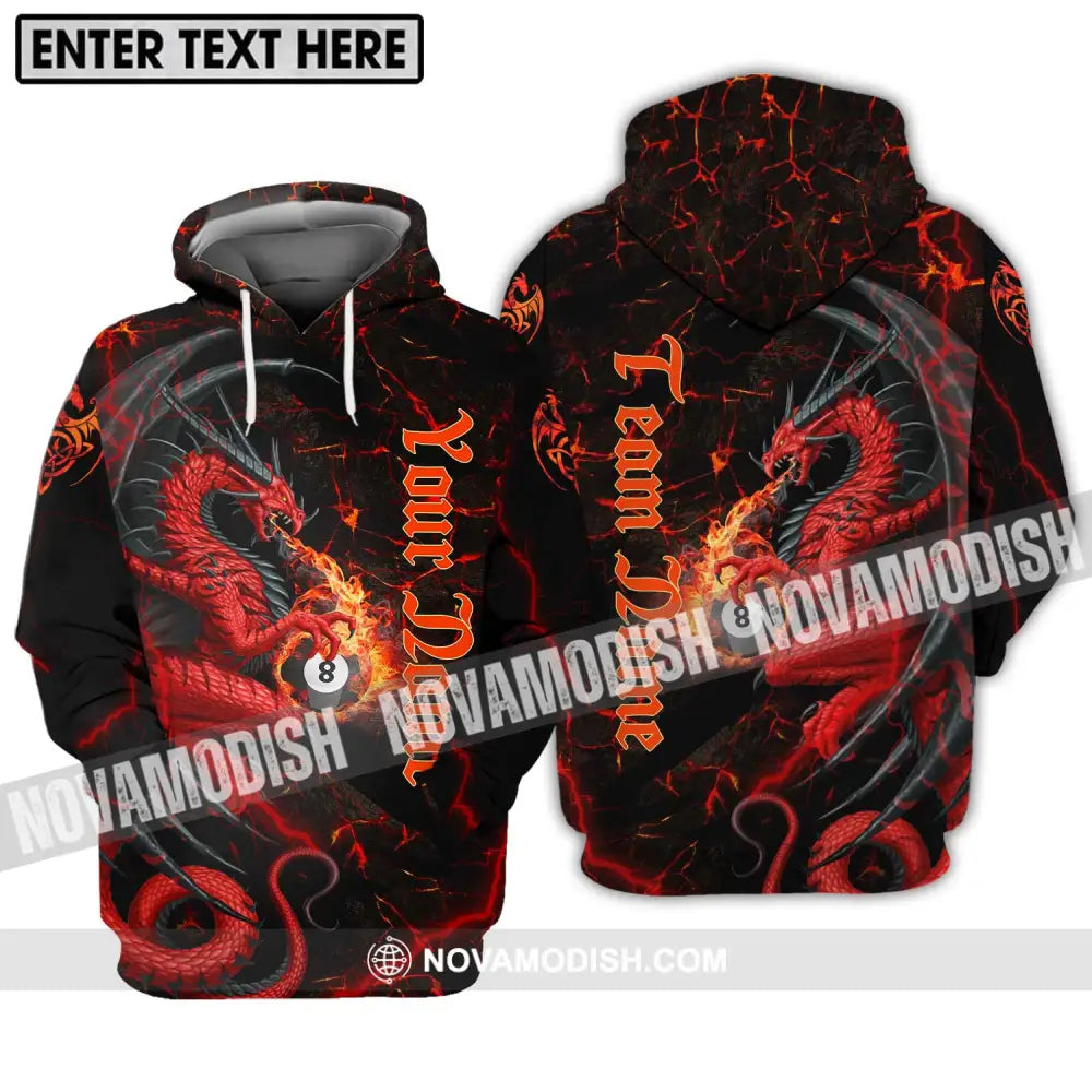 Unisex Shirt - Custom Name And Team Name Billiard Shirt Billiard Fire Dragon Hoodie / S T-shirt
