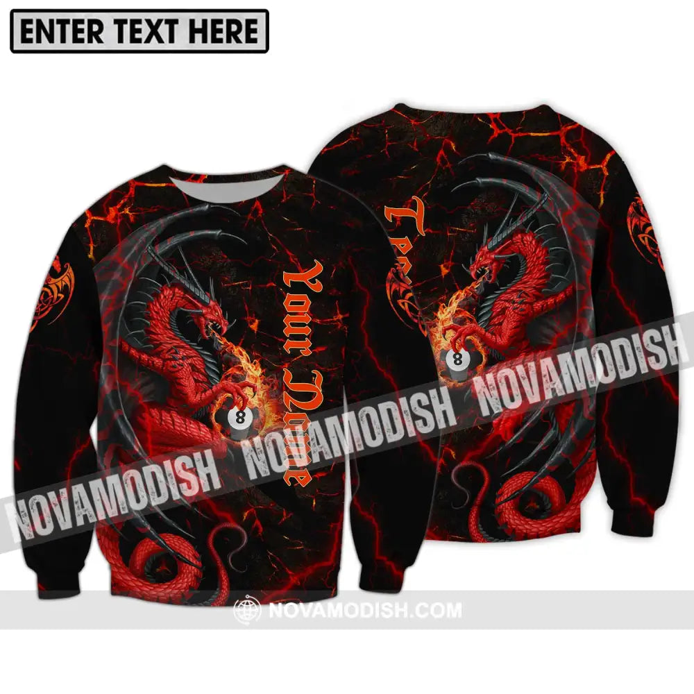 Unisex Shirt - Custom Name And Team Name Billiard Shirt Billiard Fire Dragon Long Sleeve / S T-shirt