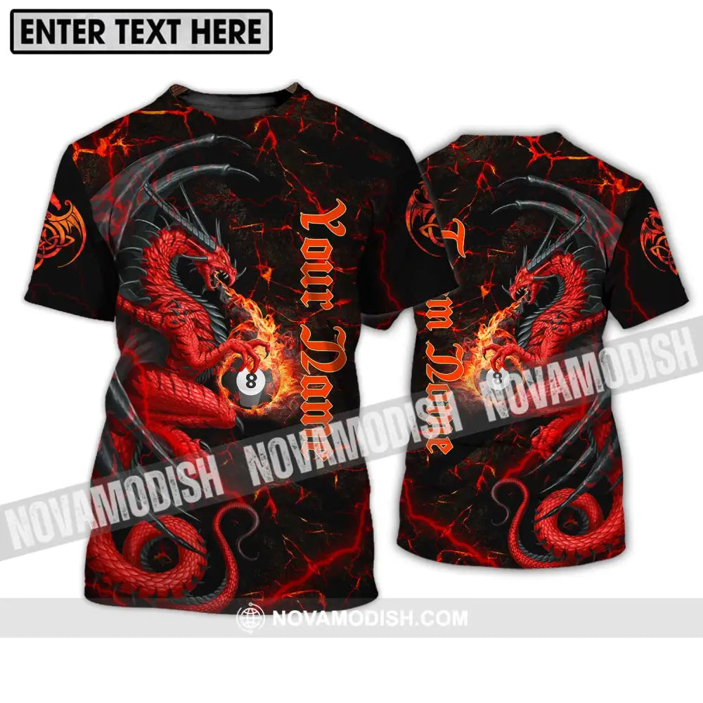 Unisex Shirt - Custom Name And Team Name Billiard Shirt Billiard Fire Dragon T-Shirt / S T-shirt
