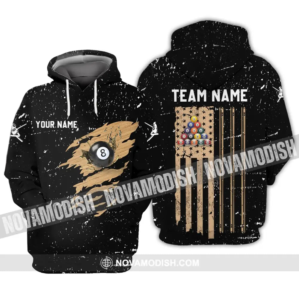 Unisex Shirt - Custom Name And Team Name Shirt - Billiard Lover Wood Texture Hoodie / S T-shirt