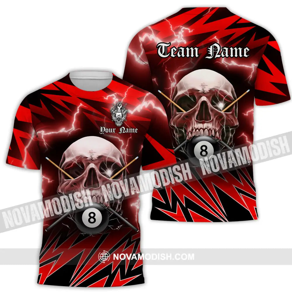 Unisex Shirt - Custom Name And Team Name Billiard Sport Shirt Skull T-Shirt / S T-shirt