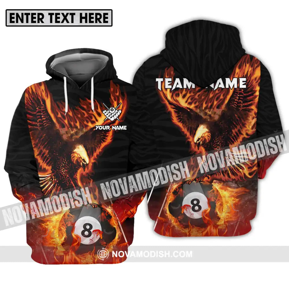 Unisex Shirt - Custom Name And Team Name Billiards Shirt Fire Eagle Hoodie / S T-shirt