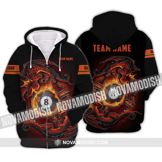 Unisex Shirt - Custom Name And Team Name Shirt - Billiards Lover Gift - Billiards Gift - Billiards Team Shirt Zipper