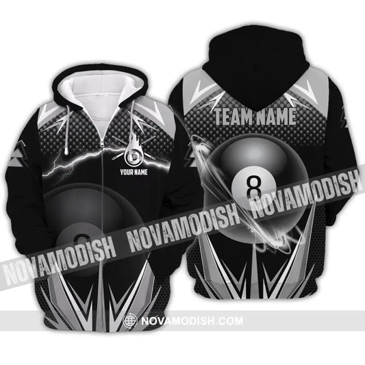 Unisex Shirt - Custom Name And Team Name Shirt Billiards No.8 Zipper Hoodie / S T-shirt