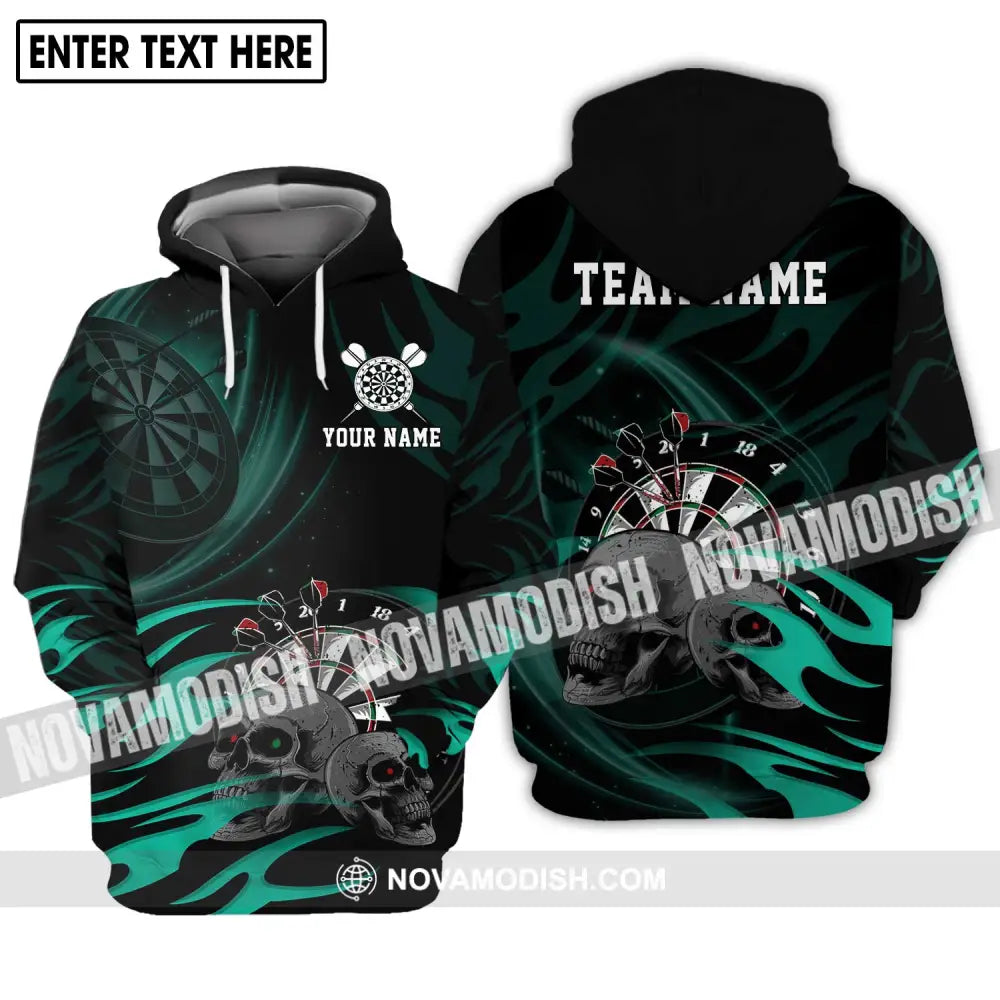 Unisex Shirt - Custom Name And Team Name Shirt Black Green Color Darts Lover Shirt Hoodie / S T-shirt