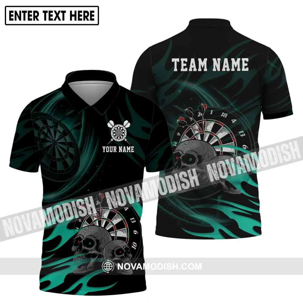 Unisex Shirt - Custom Name And Team Name Shirt Black Green Color Darts Lover Shirt Polo Shirt / S T-shirt