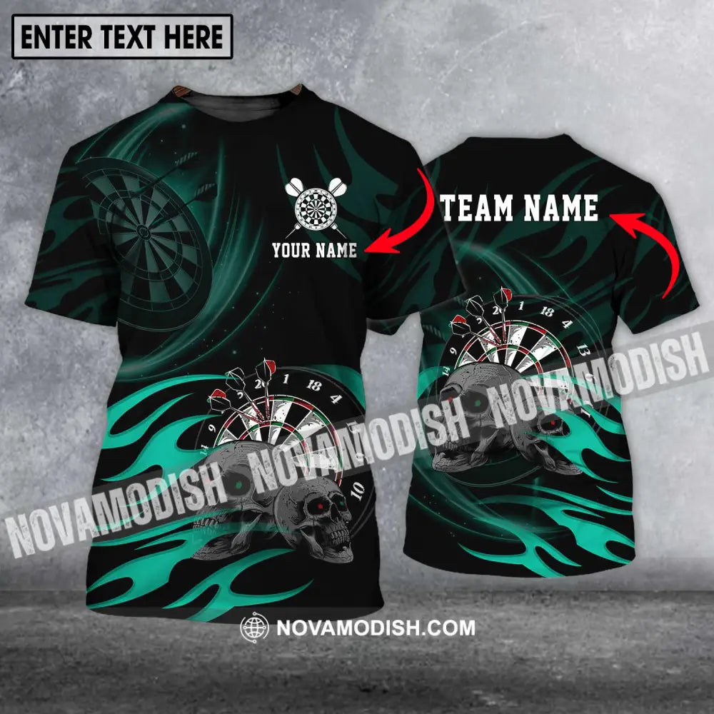 Unisex Shirt - Custom Name And Team Name Shirt Black Green Color Darts Lover Shirt T-shirt