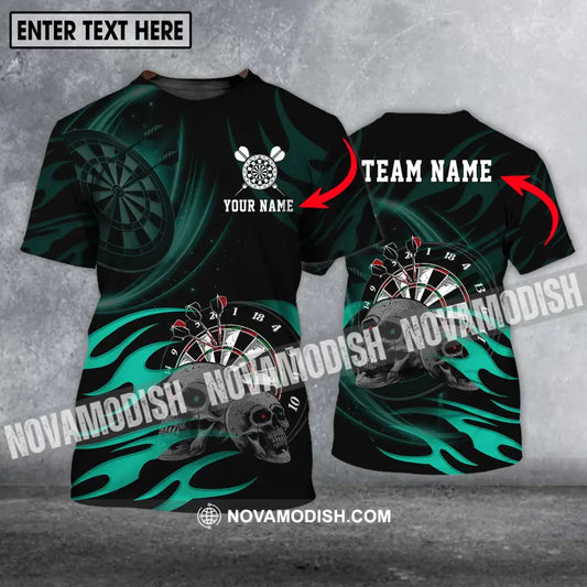 Unisex Shirt - Custom Name And Team Name Shirt Black Green Color Darts Lover Shirt T-shirt