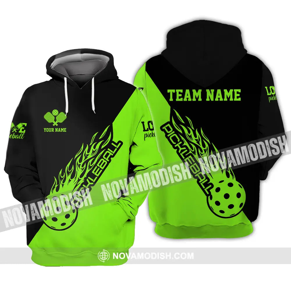 Unisex Shirt - Custom Name And Team Name Shirt Black And Green Pickleball Hoodie / S T-shirt