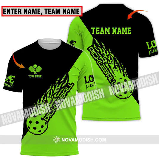 Unisex Shirt - Custom Name And Team Name Shirt Black And Green Pickleball T-shirt